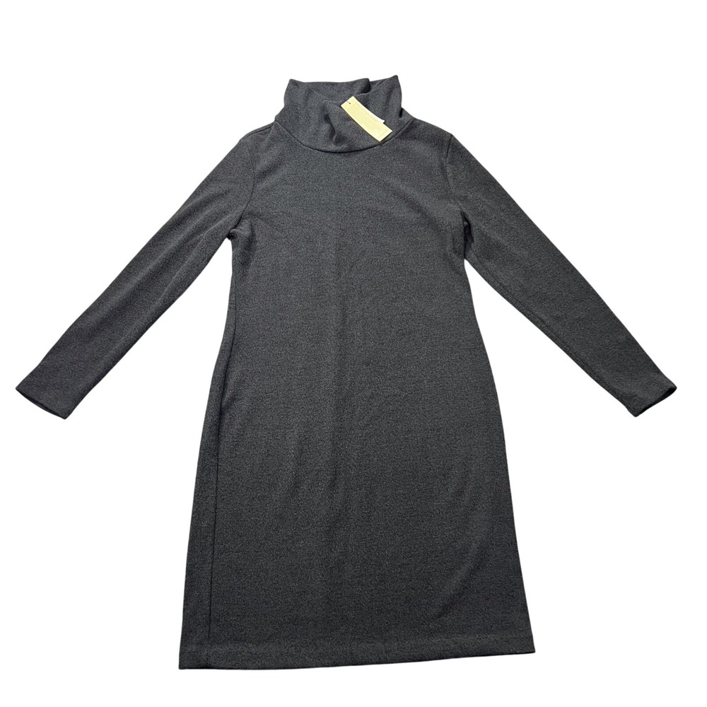 NWT Banana Republic Women's Petite Medium Cowl Long Sleeve Knit Dress Dark Gray